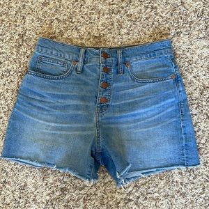 Madewell high-waisted button front denim shorts